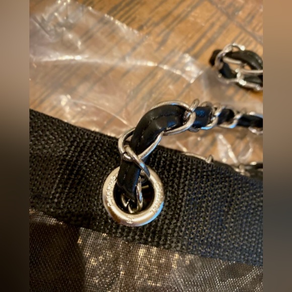 CHANEL Black Mesh Tote with Matching Cosmetic Pouch Silver tone Hardware NWT GWP - Picture 6 of 13